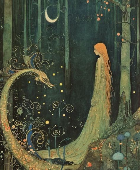 Ed Perkins Art, Fairy Tales Art, Whimsy Garden, Writing Aesthetic, Garden Whimsy, Type Illustration, Fairytale Illustration, Painting Inspo, Taking Advantage