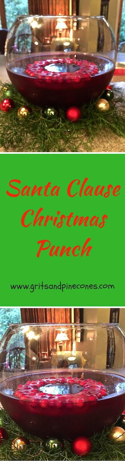 Santa Clause Christmas Punch is a festive, boozy, delicious, easy, make-ahead holiday punch that's perfect for celebrating the holidays! via @http://www.pinterest.com/gritspinecones/ Non Alcoholic Christmas Punch, Festive Punch, Holiday Punch Recipe, Cranberry Punch, Non Alcoholic Punch, Christmas Punch Recipes, Holiday Punch, Christmas Punch, Fruity Drinks