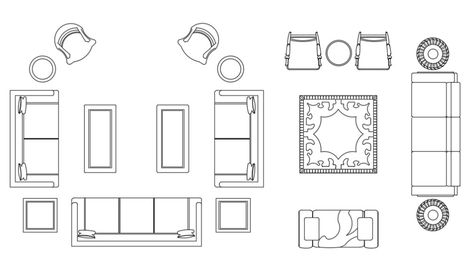 Living Room Furniture CAD Blocks Free Download DWG File - Cadbull Autocad Blocks Free Download, Drawing Room Plan, Furniture Symbols, Center Table Design, Floor Plan Symbols, Plan Furniture, Cad Blocks Free, Drawing Room Furniture, Photoshop Work