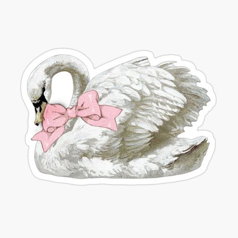 Get my art printed on awesome products. Support me at Redbubble #RBandME: https://www.redbubble.com/i/sticker/Swan-with-ribbon-bow-by-Pixiedrop/136919089.EJUG5?asc=u 2008 Sticker, Printable Stickers For Journal, Coquette Stickers Printable, Laptop Stickers Printable, Stickers To Print Out, Aesthetic Stickers For Journal, Cute Stickers To Print, Croquette Aesthetic Stickers, Stickers For Print