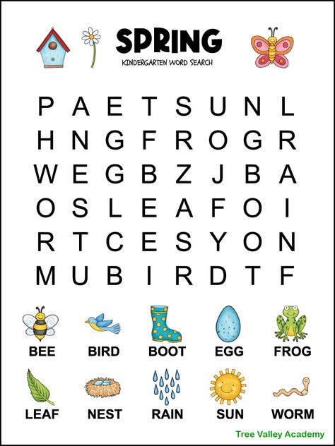 Find Words In Picture, Easy Word Search Free Printable, Spring Words For Preschool, Spring Worksheets 3rd Grade, Preschool Word Search, Kindergarten Puzzle Worksheets, Find A Word Free Printable, Easy Word Search For Kindergarten, Puzzle Worksheets For Preschool