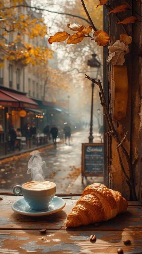 Autumn Morning Coffee, Stephanie Core, Coffee Autumn, Cosy Reading, Coffee Shop Aesthetic, Paris Cafe, Autumn Morning, Beautiful Love Pictures, Coffee Photography