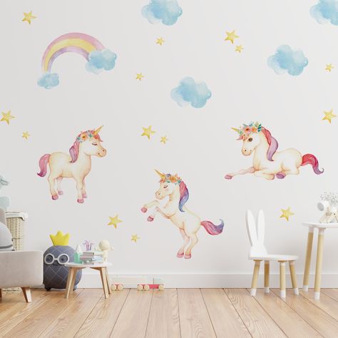 Kids Unicorn Room, Unicorn Decal, Unicorn Wall Decor, Large Wall Stickers, Unicorn Room Decor, Unicorn Decor, Unicorn Room, Unicorn Wall, Unicorn Decorations