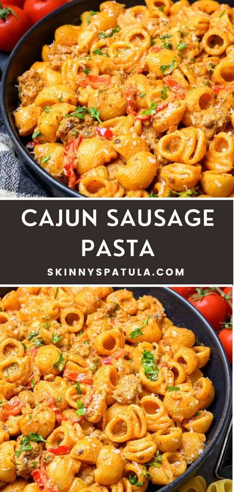 Cajun Sasauge Recipe, Cajun Italian Sausage Pasta, Best Sausage Pasta Recipe, Smoked Sausage With Pasta, Keilbasa Recipes Pasta Cajun, Cheesy Sausage Pasta Recipes, Pasta And Ground Sausage Recipes, Hot Sausage Dinner Recipes, Conecuh Sausage Pasta