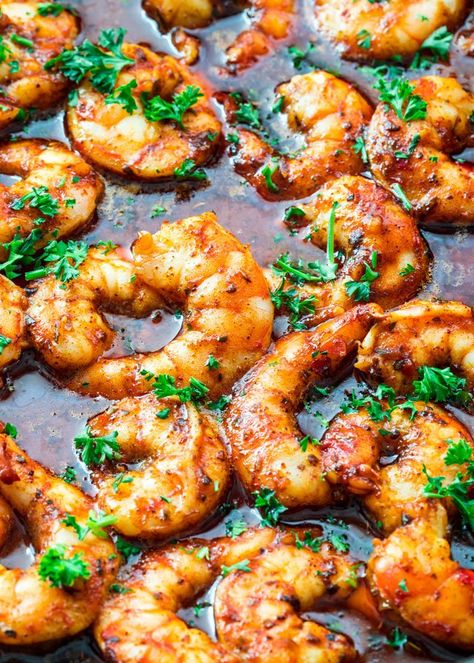 Shrimp Cream Sauce, Creamy Garlic Shrimp Recipe, New Orleans Shrimp, Baked Shrimp Recipes, Spicy Garlic Shrimp, Cooked Shrimp, Spicy Appetizers, Jo Cooks, Baked Shrimp