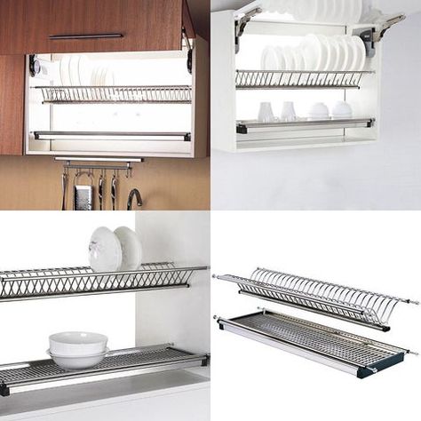 This Finnish Cleaning Method Will Change the Way You Dry Dishes - Astiankuivauskaappi Cabinet Sink Drying Rack, Kabinet Dapur, Plate Storage, Ideas Hogar, Dish Rack, 아파트 인테리어, Kitchen Cabinet Organization, Dish Rack Drying, Dish Racks