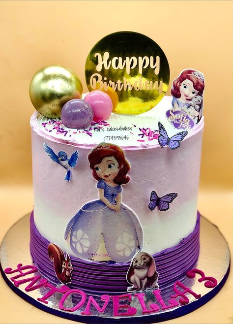 Sophia Cake Design, Sofia The First Birthday Cake, Sophia Cake, Sofia The First Cake, Chef Logo, Creative Birthday Cakes, Easy Cake Decorating, Sofia The First, Doll Cake