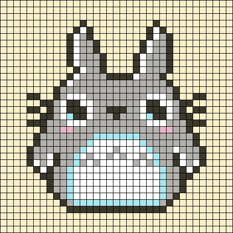 Alpha pattern #39657 | BraceletBook Crochet Totoro, Totoro Ghibli, Kawaii Cross Stitch, Graph Crochet, Easy Pixel Art, Pixel Art Templates, Pixel Crochet, Tapestry Crochet Patterns, Crochet Design Pattern