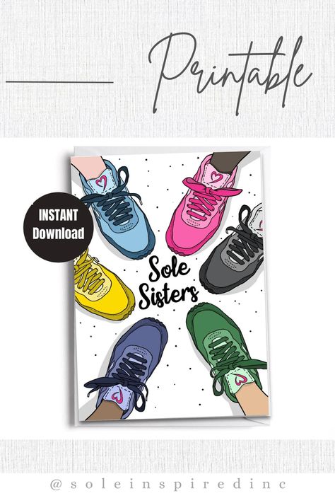 Please note this is an INSTANT DIGITAL DOWNLOAD printable card - no physical card or envelope provided. Sole Sisters, Running Friends, Sisters Forever, Running Club, Envelope Card, Race Day, Printable Cards, Recycled Paper, Card Sizes