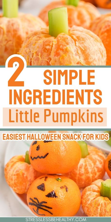 Clementine Pumpkin Snacks, Halloween Snack For Kids, Clementine Pumpkins, Vegan Halloween Food, Pumpkin Snack, Pumpkins For Halloween, Easy Halloween Snacks, Halloween Snacks For Kids, Treat Table