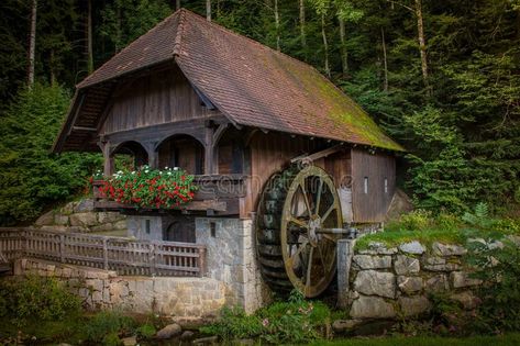 Watermill House, Waterwheel House, Prefab Cabins, House Floor Design, Water Powers, Water Mill, Cabin Style, Water Wheel, Cabin In The Woods