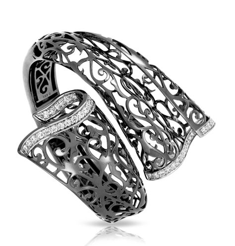 Antoinette Collection In Sterling Silver Cz.White Bangle ellisfinejewelers.com  #Bangle #Bracelets Black Bangle, Graceful Movement, Fine Jewels, Black Rhodium, 925 Silver Jewelry, Contemporary Jewelry, Jewelry Lover, Free Spirit, Silver Bracelets