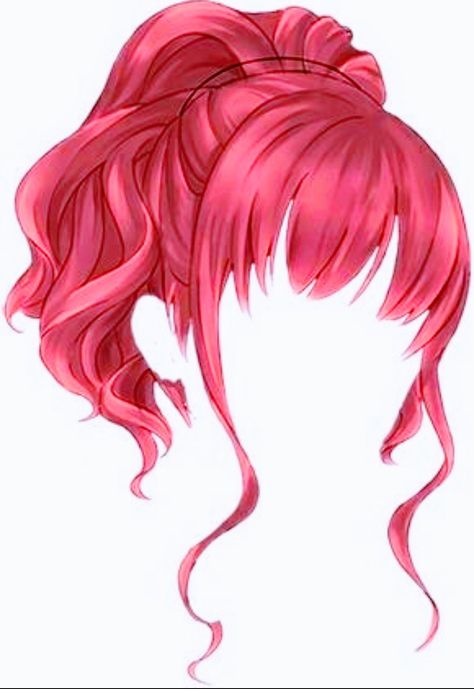 Drawing Hair Ponytail, Gacha Cute Hair, Gacha Hair Ponytail, Kawaii Hair Drawing, Drawing Ponytail Hair, Anime Hair Ponytail, High Ponytail Drawing, Ponytail Hair Drawing, Anime Ponytail Hairstyles