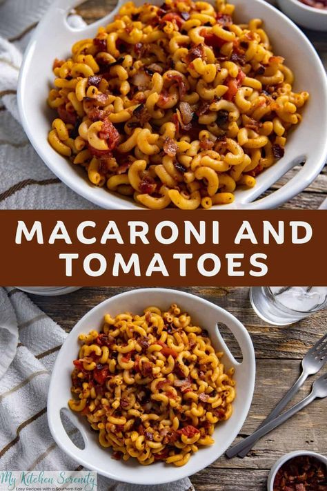 Bacon Dinner Recipes, Rice Ideas, Macaroni And Tomatoes, Vegetable Ideas, Bacon Dinner, Easy Holiday Side Dishes, Southern Cooking Recipes, Pantry Ingredients, Drink Inspiration