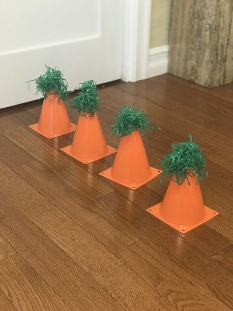 Easter Carrot Cone Ring Toss Game - Time For A Game Easter Kid Party Ideas, Easter Game Ideas For Kids, Fun Easter Games For Preschool, Easter Games For Little Kids, Easter Games For Kindergarten, Easter Sunday Games For Kids, Easter Egg Hunt Obstacle Course, Easter Egg Hunt Games For Kids, Easter Yard Games For Kids