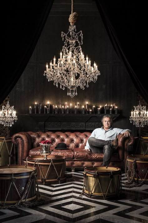 Timothy Oulton via Interior Style Hunter Zigarren Lounges, Whiskey Lounge, Whiskey Room, Timothy Oulton, Brown Couch, Pub Set, Bar Interior Design, בר מצווה, Bar Interior