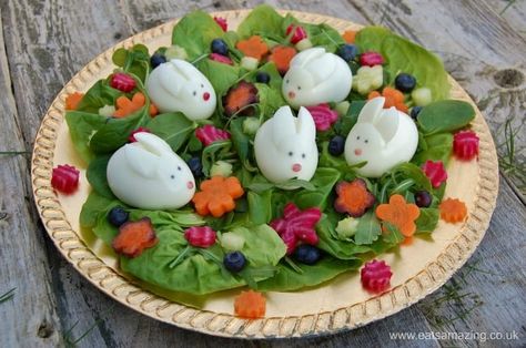 Eats Amazing - Foodimal competition entry - Leafy with a Chance of Rebbits Easter Brunch Dessert, Animal Shaped Foods, Easter Salad, Healthy Easter Recipes, Salad Making, Easter Fun Food, Easter Food Crafts, Brunch Desserts, Healthy Easter