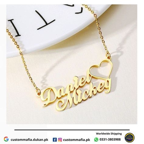 Create Your Memories With Our Customized Items ____________________ Delivery Worldwide COD available only Pakistan DM us for any Quire's _____________________ Name Locket Design, Chain Pandent, Name Pendent, Name Locket, Necklace Name Design, Names Necklace, Locket Design, Hollow Heart, Gold Rings Fashion