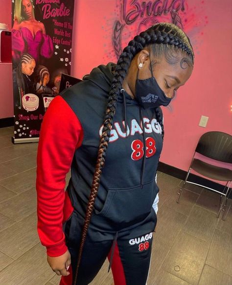 2 Braids Going Back, Two Braids With Color, 2 Thick Feed In Braids, 2 French Braids With Weave Black Women, Two Straight Back Braids, Two Braids To The Back, 2 Long Feed In Braids, Two Feed In Braids With Weave, Two Cornrows Braids For Black Women