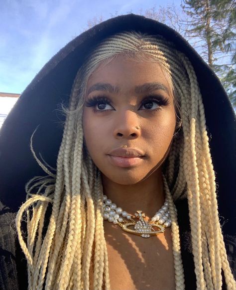 Blonde Hair Box Braids, Blonde And Black Box Braids, Hair Box Braids, Black Box Braids, Twist Styles, Pretty Braided Hairstyles, Hair Skin Nails, Platinum Blonde Hair, Braids For Black Hair