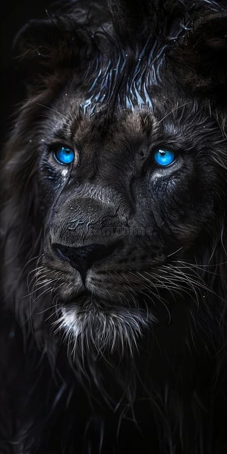 A black lion with blue eyes stock image Tiger Images, Lion Photography, Lion Tattoo Design, Lion Wallpaper, Black Lion, Lion Images, Eyes Blue, Tiger Tattoo, Lion Tattoo