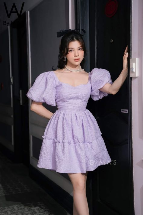 Dress Lilac Short, Purple Dress Outfit Party Short, Korean Purple Dress, Lilac Dress Aesthetic, Purple Aesthetic Dress, Lavender Dress Aesthetic, Vestidos Color Lila, Aesthetic Purple Dress, Lilac Dress Short