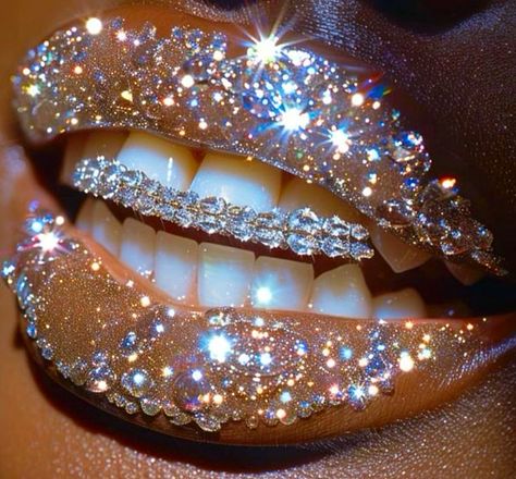 Black Diamond Aesthetic, Silver Grillz For Females, Girly Grillz, Jewels Aesthetic, Diamonds Aesthetic, Diamond Aesthetic, Pretty Teeth, Lips Art Print, Grillz Teeth