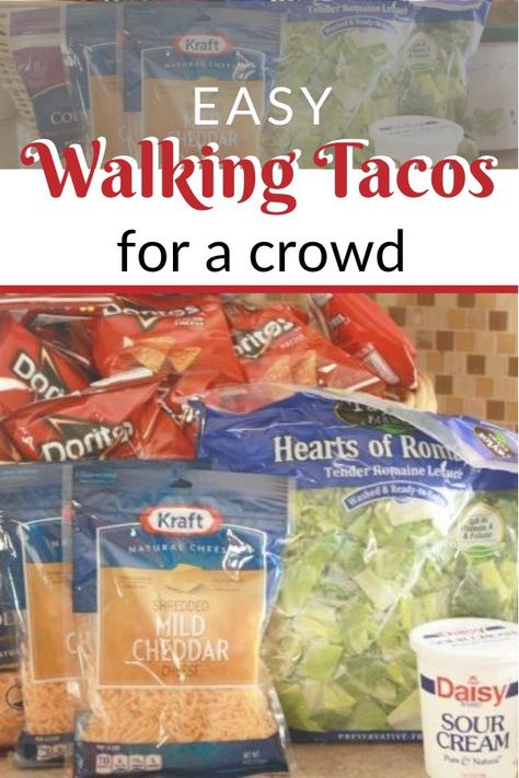 Walking Tacos For A Crowd, Tacos For A Crowd, Tacos Ground Beef, Best Dinner Recipes Ever, Grapefruit Margarita Recipe, Jenny Craig Recipes, Taco Side Dishes, Daisy Sour Cream, Walking Taco