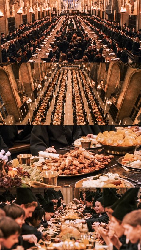 Harry Potter Great Hall Feast, Harry Potter Banquet, Hogwarts Dining Hall, Hogwarts Food, Hogwarts Feast, Harry Potter Feast, Harry Potter Yule Ball, Hogwarts Great Hall, Harry Potter Books Facts