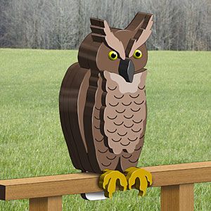 Great Horned Owl DIY Woodcraft Pattern #2015 - Protect your garden and yard from… Wooden Garden Ornaments, Owl Diy, Woodworking Plans Patterns, Wood Yard Art, Wood Craft Patterns, Wood Projects For Kids, Wood Owls, Wooden Owl, Woodworking Patterns