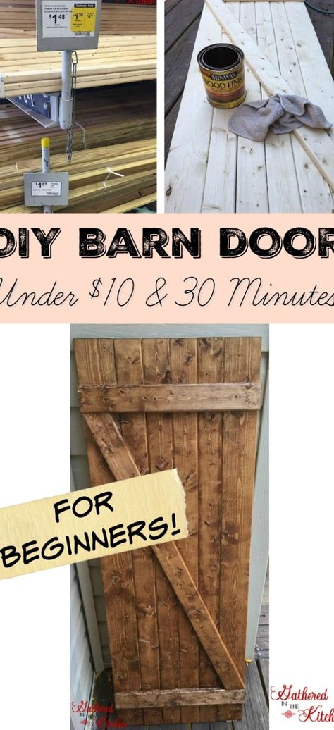 DIY Barn Doors are all the craze these days and boy do I LOVE them!! I have ideas for barn doors all over my house!!! I started by making a 4′ x 1.5′ barn door for my family room wall with super high ceilings! The entire cost for the wood was only $6.40 and only … Koti Diy, Family Room Walls, Diy Barn, Diy Barn Door, Diy Bar, Barn Doors Sliding, Night Stand, Ikea Hacks, Barnwood