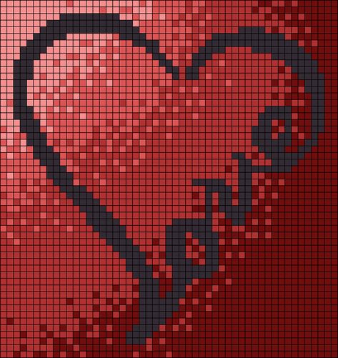 Valentines Pixel Art, Lego Mural, Heart Calligraphy, Calligraphy Cursive, Alpha Bracelets, Art Love Couple, Grid Art, Mural Art Design, Crochet Graphs