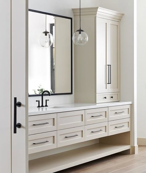 Linen Cabinet On Top Of Vanity, Large Bathroom Counter With One Sink, Bathroom Cabinets Drawers, Bathroom Pharmacy Cabinet, Bathroom Vanity With Linen Cabinet One Sink, Bathroom Vanity Ideas With Tall Cabinet, Bath Vanity With Tall Cabinet, Tall Shallow Bathroom Cabinet, Large 1 Sink Bathroom Vanity