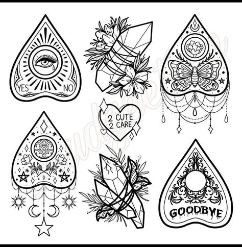 Planchette Tattoo, Flash Art Tattoos, Skull Tattoo Ideas, Kunst Tattoos, Witch Tattoo, Spooky Tattoos, Geniale Tattoos, Tattoos Art, Tattoo Art Drawings