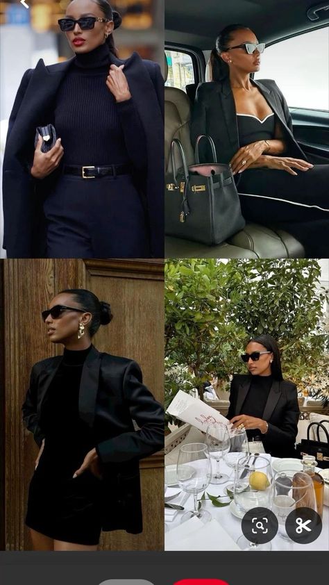 All Black Boss Lady Outfit, Black Boss Aesthetic, Rich Girl Aesthetic Outfit Black Women, Opulence Aesthetic Black Woman, Business Chic Aesthetic, Ceo Aesthetic Woman Office Outfits, Rich Girl Outfits Black Women, Opulence Aesthetic Outfit, Boss Chick Outfits