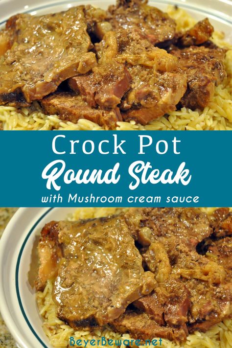 Top Round Steak Crockpot Recipes, Eye Of Round Steak Recipes Crockpot, Steak Crock Pot Recipes, Crock Pot Round Steak, Tenderized Round Steak Recipes, Crockpot Round Steak Recipes, Steak Crockpot, Tenderized Round Steak, Food Dudes