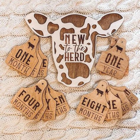 We love Cows 🐄 | Facebook New To The Herd, Cow Silhouette, Edge Ideas, Cattle Tags, Milestone Markers, Milestone Pictures, Laser Tag, The Cow, Baby Month By Month