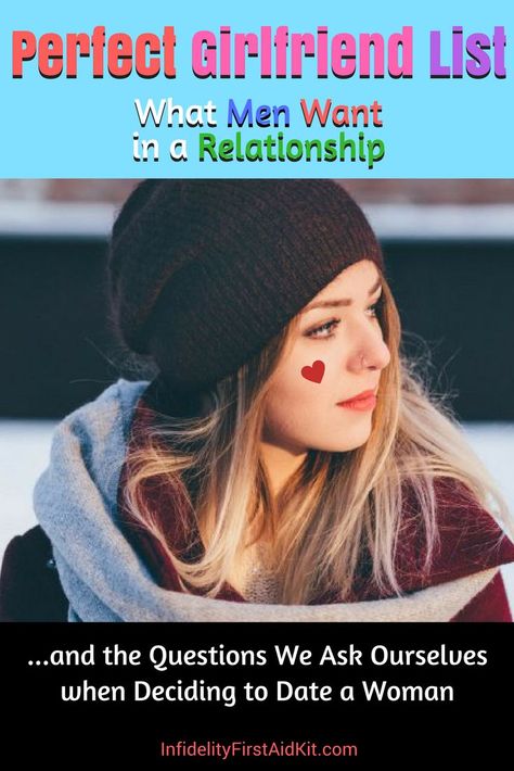 What do men want in a relationship? Check out the Perfect Girlfriend List and the questions men ask themselves when deciding to date a woman. [Take Poll] What men want most in a woman. [Free PDF Download] Understanding Male Attraction Triggers. How well do you understand men? Visit https://www.infidelityfirstaidkit.com/perfect-girlfriend-list/ Rebuild Your Life, What Do Men Want, Perfect Girlfriend, The Perfect Girlfriend, Signs He Loves You, Relationship Goals Quotes, The Affair, What Men Want, Best Relationship Advice