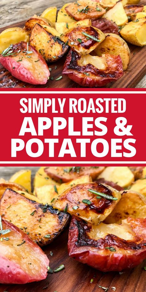 Potato And Apple Recipes, Apple Recipes Side Dish, Apples And Potatoes, Apple Recipe Savory, Apple Savory Recipes, Apple Recipes Savory, Sheet Pan Balsamic Basil Chicken, Balsamic Basil Chicken, Chicken Cauliflower Rice Bowl