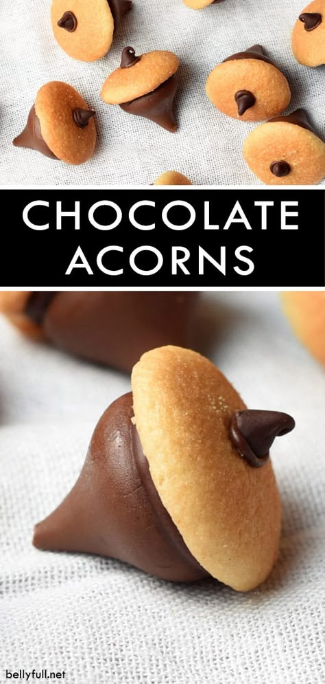 Chocolate Acorns are the cutest Fall or Thanksgiving treat, and with just a couple pantry ingredients they could not be easier to make! Chocolate Acorns, Thanksgiving Desserts Kids, Seasonal Baking, Pecan Desserts, Thanksgiving Snacks, Fall Snacks, Thanksgiving Treats, Holiday Snacks, Easy Thanksgiving