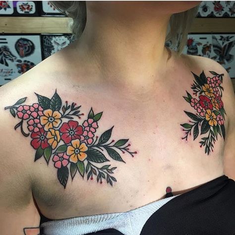 Wild Heart Tattoo, Traditional Chest Tattoo, Floral Tattoo Shoulder, Traditional Tattoo Flowers, Traditional Style Tattoo, 4 Tattoo, Harry Potter Tattoos, Chest Piece Tattoos, Heart Tattoo Designs