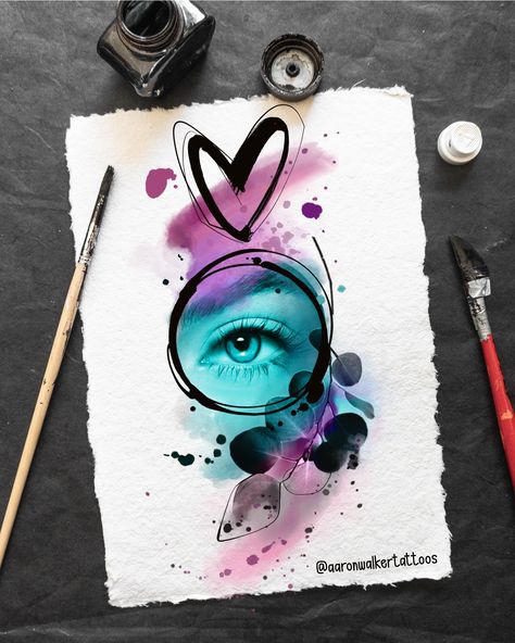 Abstract Watercolor Tattoo, Eye Tattoo Design, Tattoo Watercolor, Sketch Watercolor, Watercolor Mixing, Make Your Dreams Come True, New Tattoo, Eye Tattoo, Abstract Tattoo