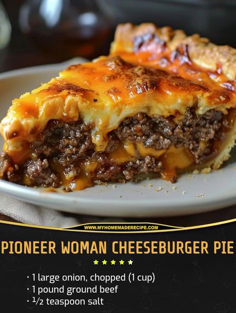 Homemade recipes | Pioneer Woman Cheeseburger Pie | Facebook Cheeseburger Pie, Pioneer Woman Recipes, Ground Beef Recipes Easy, Ground Beef Recipes For Dinner, Beef Recipes Easy, Beef Recipes For Dinner, Crockpot Recipes Easy, Pioneer Woman, 1 Pound