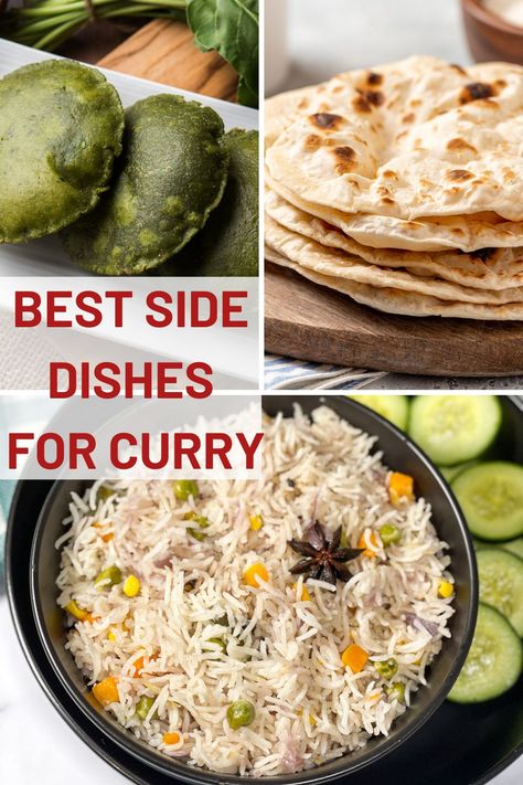 50 Best Side Dishes For Curry • Simple Sumptuous Cooking Side Dishes For Curry, Onion Rice Recipe, Bitter Gourd Fry, Plain Naan, Okra Fries, Curry Goat, Roti Recipe, Roasted Radishes, Dum Biryani