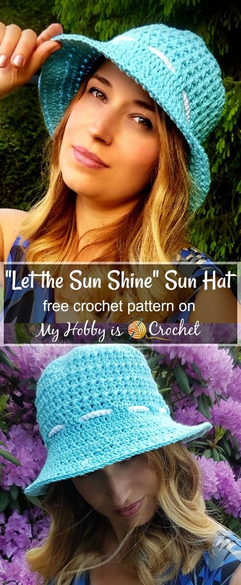 My Hobby Is Crochet: "Let the Sun Shine!" Sun Hat - Free Crochet Pattern Knitting Scheme, Crochet Adult Hat, Crochet Summer Hats, Crochet Sun Hat, Basic Stitches, Crochet Hat Free, Crochet Knit Hat, Crochet Hats Free Pattern, Crochet Cap