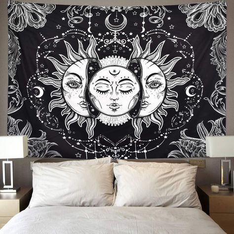 Hippie Rug, Sun And Moon Mandala, Celestial Tapestry, India Decor, Sun And Moon Tapestry, Bohemian Wall Tapestry, Moon Mandala, Star Tapestry, Mandala Tapestries Wall Hangings