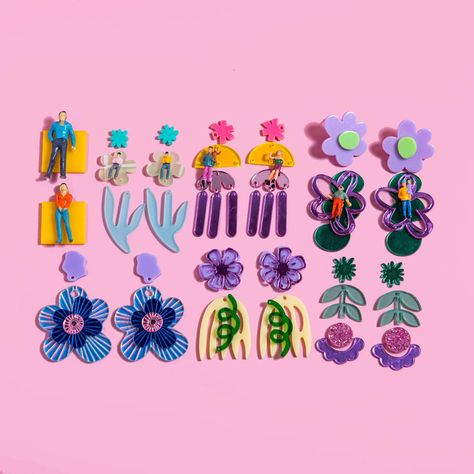 SHOP ALL statement earrings and DIY kits | FunkyFunYou Finger Cots, Earring Kit, Wedding Mementos, Diy Earring, Funky Earrings, Flowers Bloom, Earring Cards, Little Garden, Personalize Art