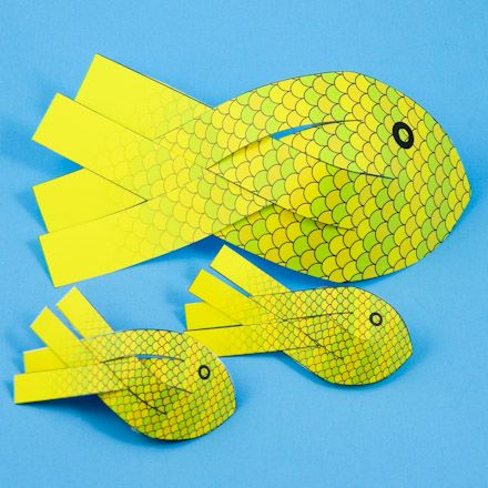 Paper Crafts Fish, Fish With Paper, 3d Paper Fish, Fish Construction Paper Craft, 3d Fish Paper Craft, Easy Fish Paper Craft, Paper Fish, Fish Crafts, Ocean Crafts