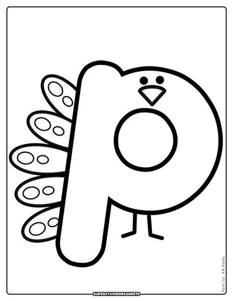 Free Letter P coloring pages for kids! Printable PDF alphabet coloring sheets featuring uppercase and lowercase letter p with beginning pictures for students to color in. Download and start coloring letter P today! #superstarworksheets #coloringpages #freeprintables #abc Bubble Letter P, Free Alphabet Chart, Letter P Crafts, Letter P Worksheets, Sunflower Coloring Pages, Coloring Letters, Alphabet Activity, Teaching Printables, Turkey Coloring Pages