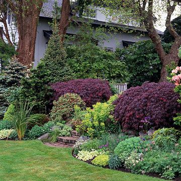 Pretty idea for my front side yard Landscape Edging Stone, Flower Garden Design, Front Landscaping, Garden Shrubs, Have Inspiration, Gorgeous Gardens, Garden Cottage, Lawn And Garden, Shade Garden